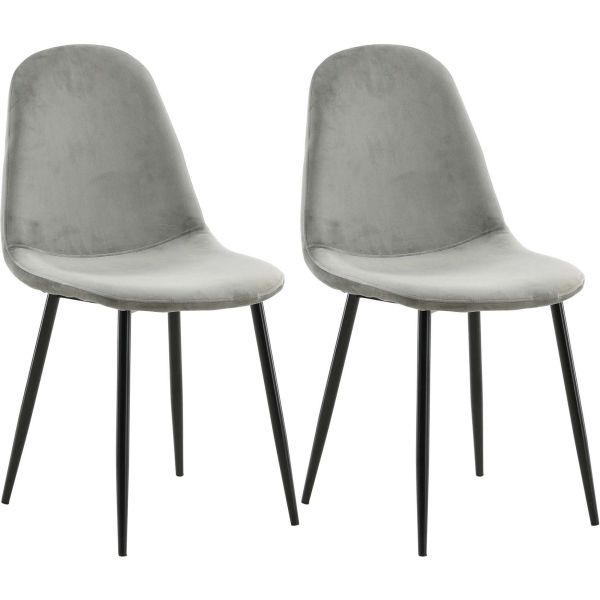 Chaise en tissu avec pieds en acier Polar (Lot de 2)