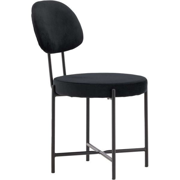 Chaise en tissu velours et acier noir Stella (Lot de 2) - VEN-0581