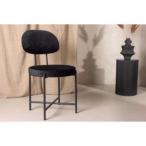 Chaise en tissu velours et acier noir Stella - Venture Home