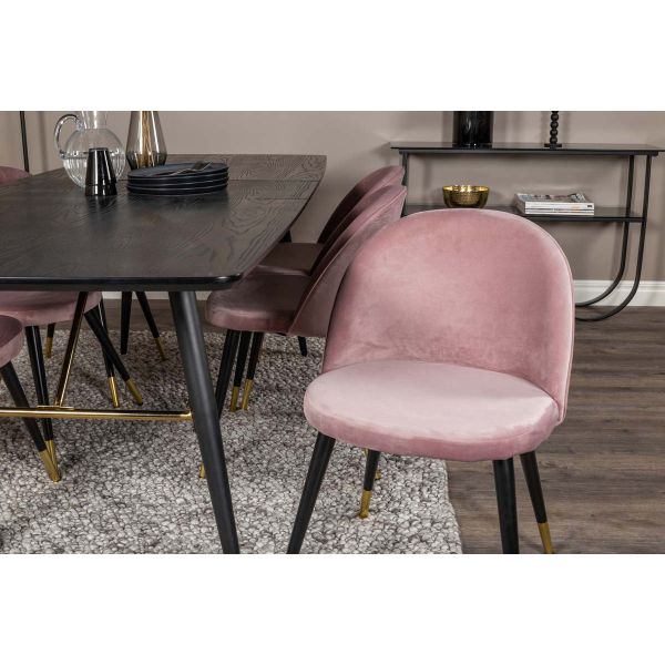 Chaise en velours avec pieds en acier cuivrés Velvet (Lot de 2) - Venture Home