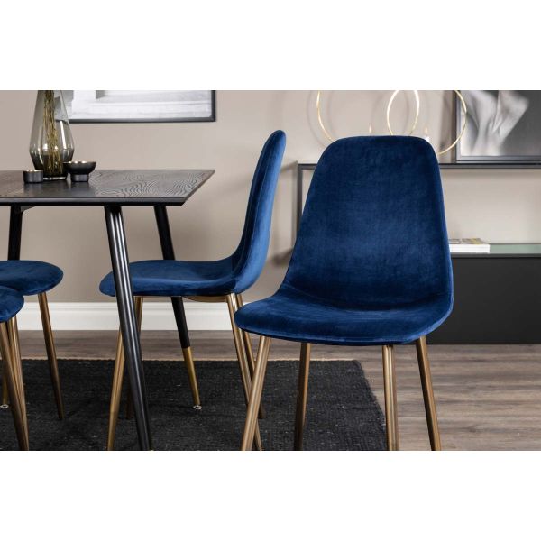 Chaise en velours et pieds cuivrés Polar (Lot de 2) - VENTURE HOME