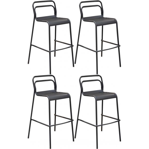 Chaises de bar en aluminium Eos (Lot de 4)