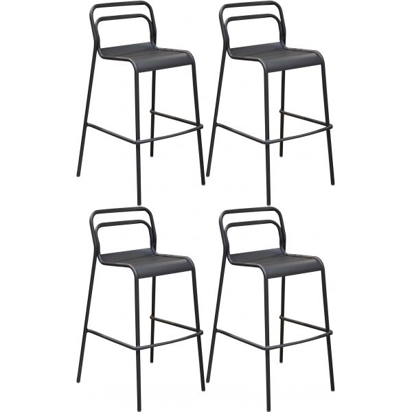 Chaises de bar en aluminium Eos (Lot de 4)