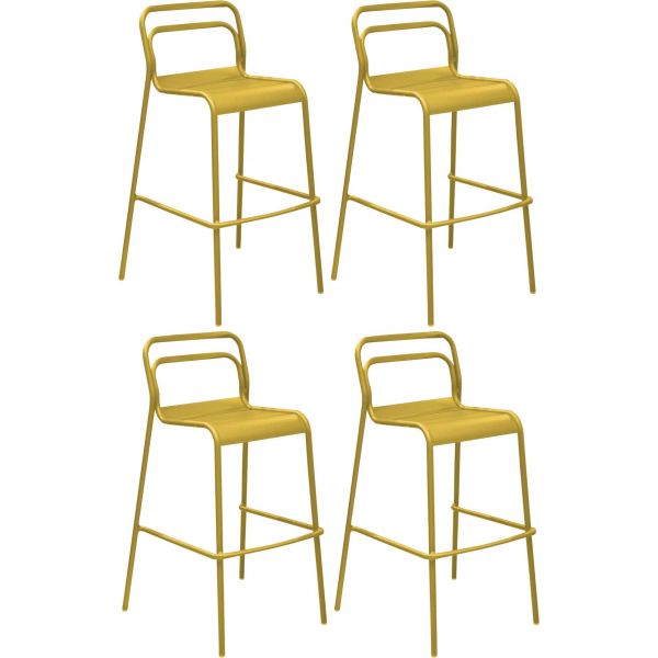 Chaises de bar jardin design aluminium Eos (Lot de 4)