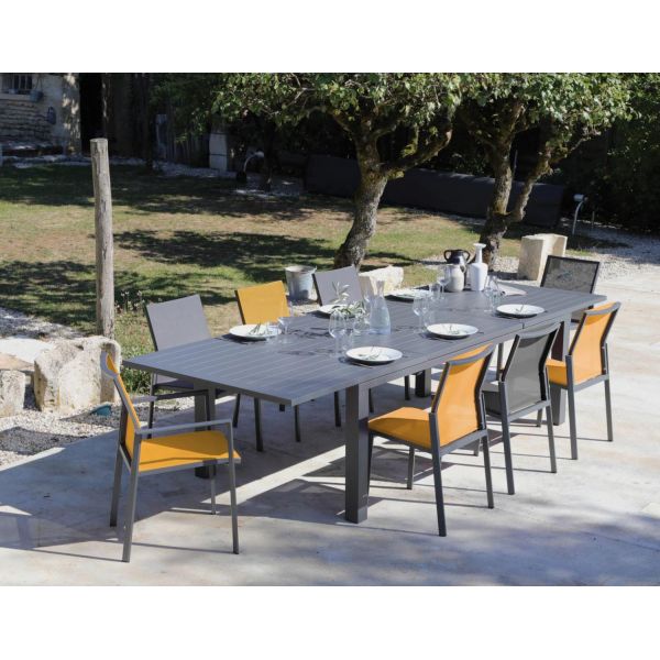 Chaises de jardin empilables delia (lot de 2) (gris, moutarde)