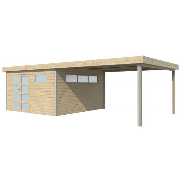 Chalet en bois profil aluminium contemporain avec extension 30.16 m²