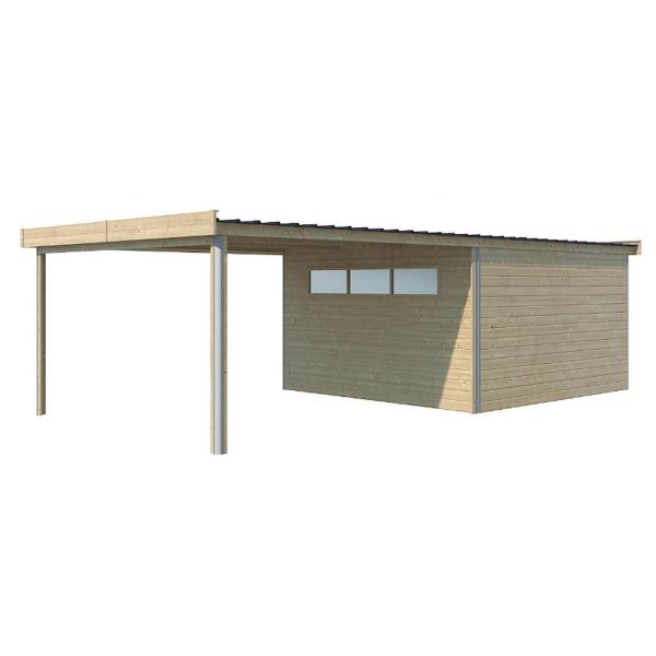 Chalet en bois profil aluminium contemporain avec extension 30.16 m² - GAS-0286