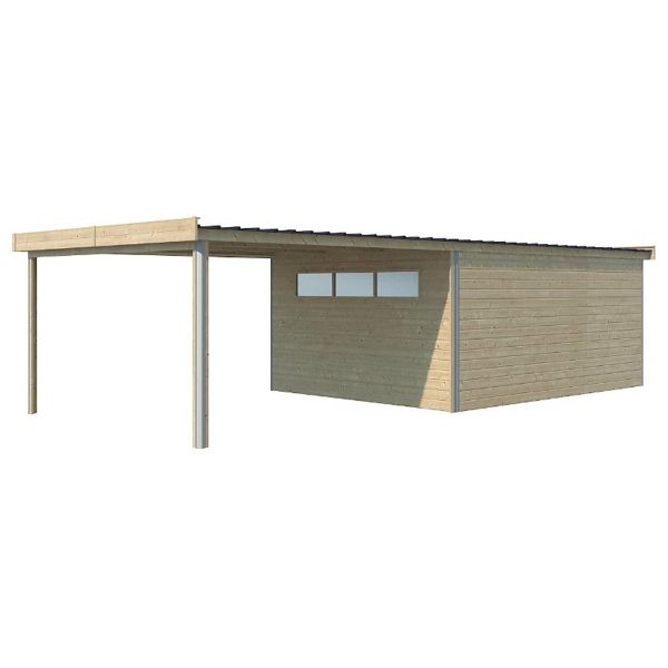 Chalet en bois profil aluminium contemporain avec extension 34 m² - GARDENAS