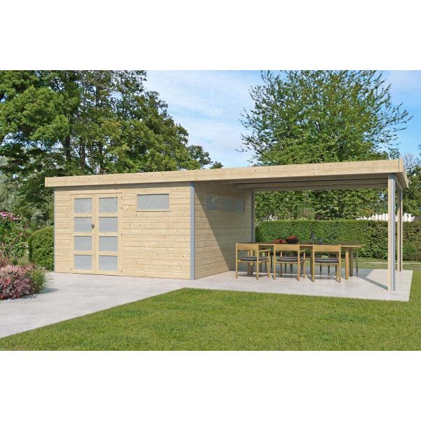 Chalet en bois profil aluminium contemporain avec extension 30.16 m² - 8