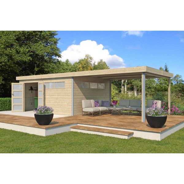 Chalet en bois profil aluminium contemporain avec extension 34 m² - GARDENAS