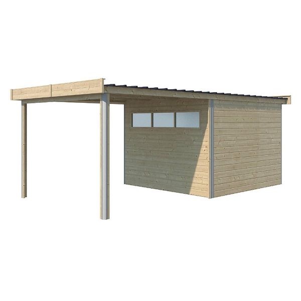 Chalet en bois profil aluminium contemporain avec extension 16.80 m² - GARDENAS