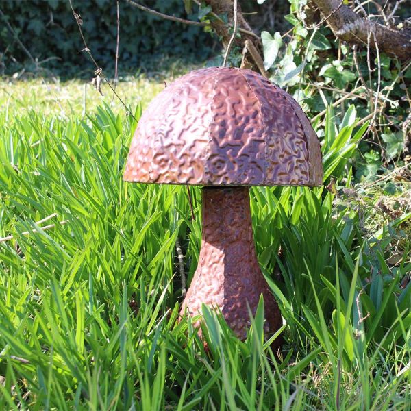 Champignon rond décoratif en acier rouillé 53 x 39 cm - 5