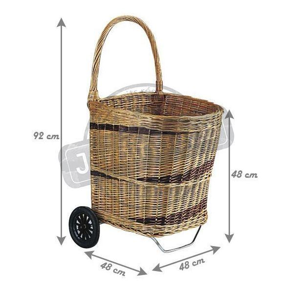 Chariot à bûches en osier sur roulettes - AUBRY GASPARD