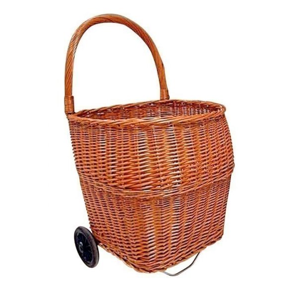 Chariot à bûches en osier buff
