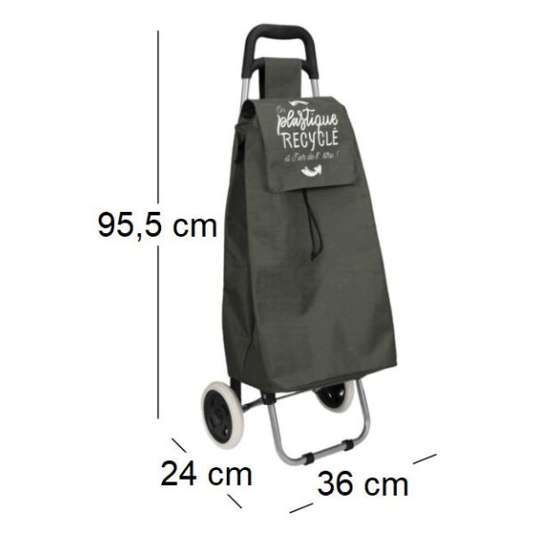 Chariot shopping en plastique recyclé 2 roues - CMP-2611