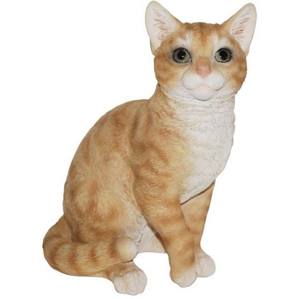 Chat Assis En Resine 30 Cm Roux