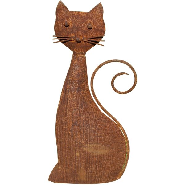 Chat décoratif en fer forgé rouillé - HEE-0108