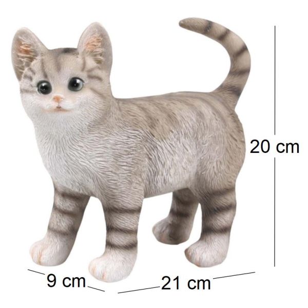 Chat gris debout en résine 21x9x20 cm - Farmwood animals