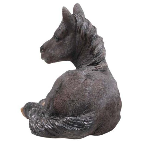 Cheval noir couché en résine 34x22x22 cm - Farmwood animals