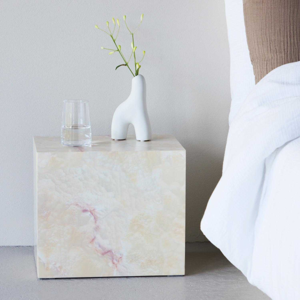 Chevet en MDF effet pierre York 30 x 35 x 25 cm - VENTURE HOME