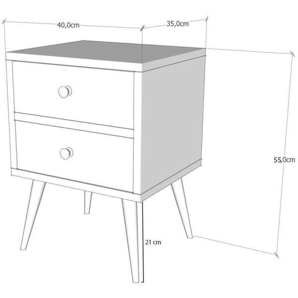 Chevet en aggloméré 2 tiroirs Malmo - ASI-0417