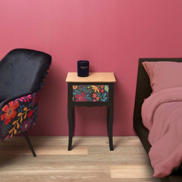 Chevet en bois tiroir imprimé Olga - THE HOME DECO FACTORY