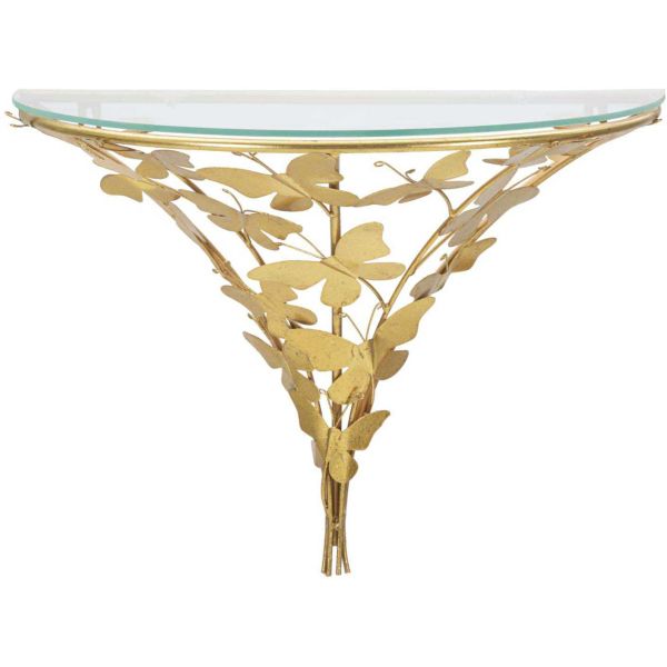 Chevet en métal et verre Butterflies 44.5 x 24.5 x 34.5 cm