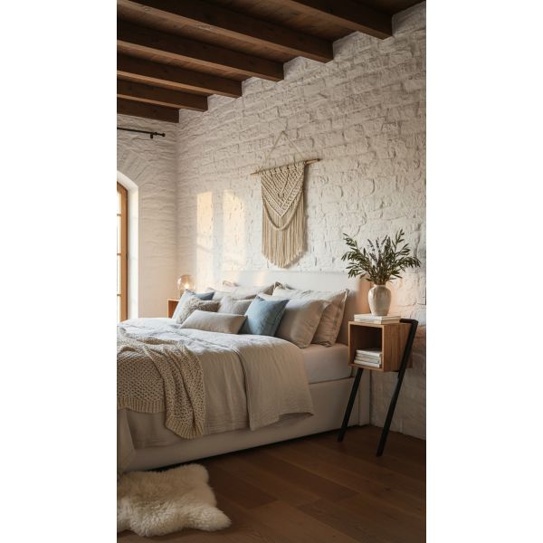 Chevet mural en bois et métal - 8