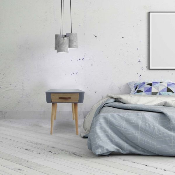 Chevet scandinave avec tiroir et poignée en cuir - THE HOME DECO FACTORY