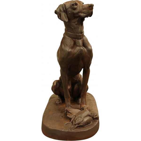 Chien brun antique en fonte - LES-0186