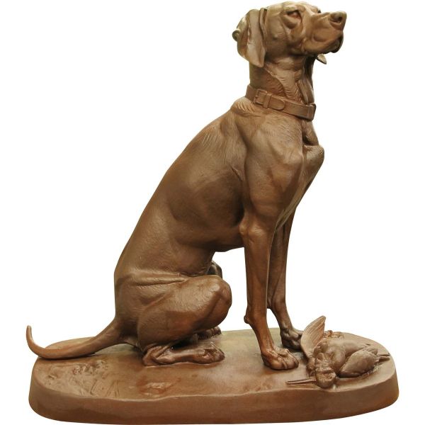 Chien brun antique en fonte - DOMMARTIN FONTE DART