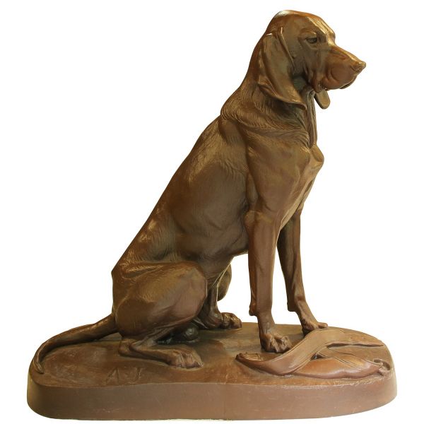 Chien brun antique en fonte - LES-0185