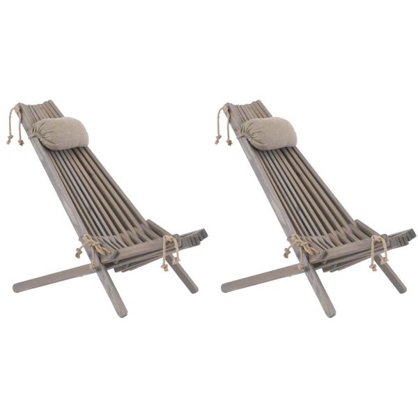 Chilienne en bois EcoChair avec coussin (Lot de 2)