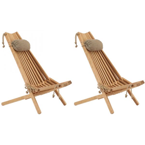 Chilienne en bois EcoChair avec coussin (Lot de 2)