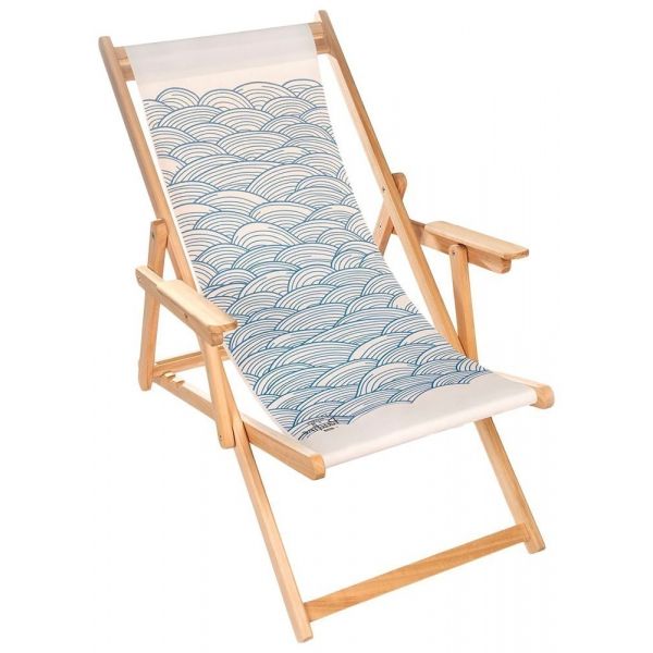 Chilienne transat bois d'eucalyptus tissu 100% coton Elvas