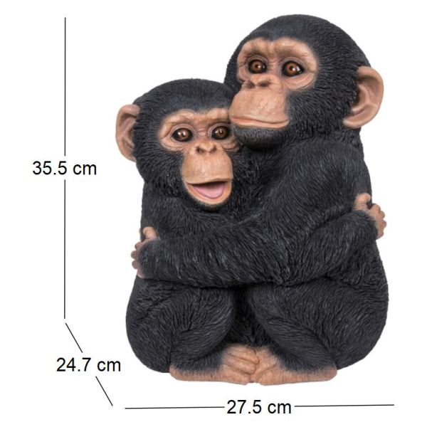 Chimpanzés enlacés en résine 35 cm - 66,80