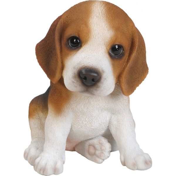 Chiot Beagle assi en résine 15 cm