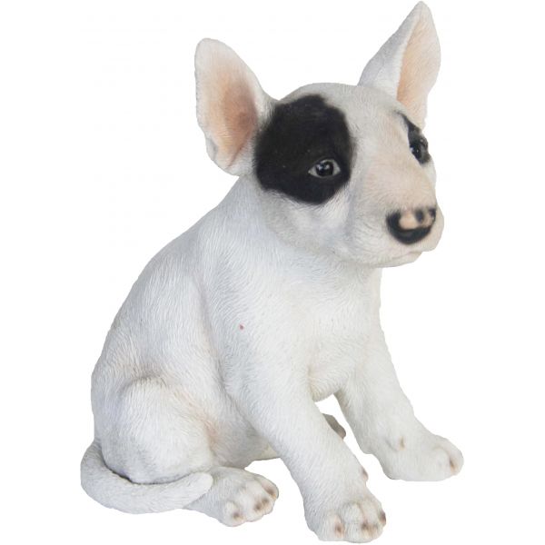 Chiot bull terrier assis en résine 18 cm