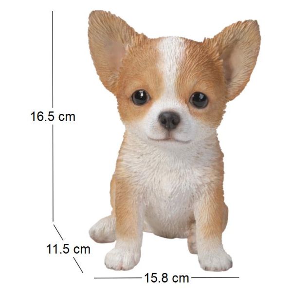 Chiot chihuahua assis en résine 16 cm - VID-0115