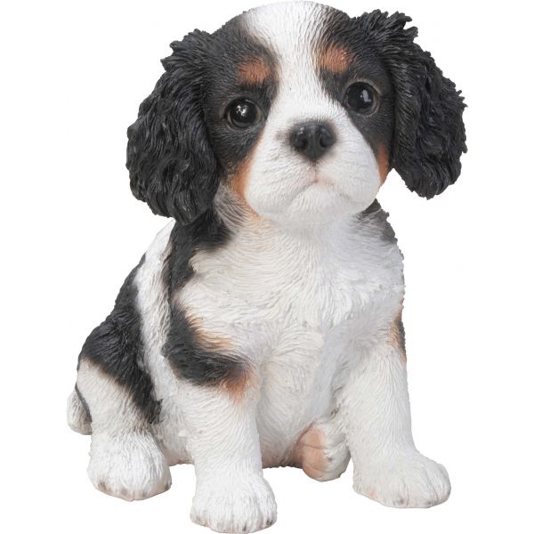 Chiot king charles assis en résine 15 cm