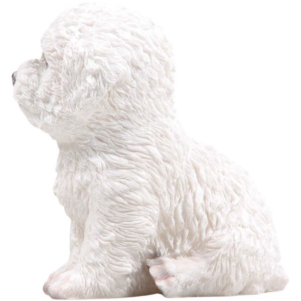 Chiot en résine Bichon frisé 13x10x15 cm - IMH-0448