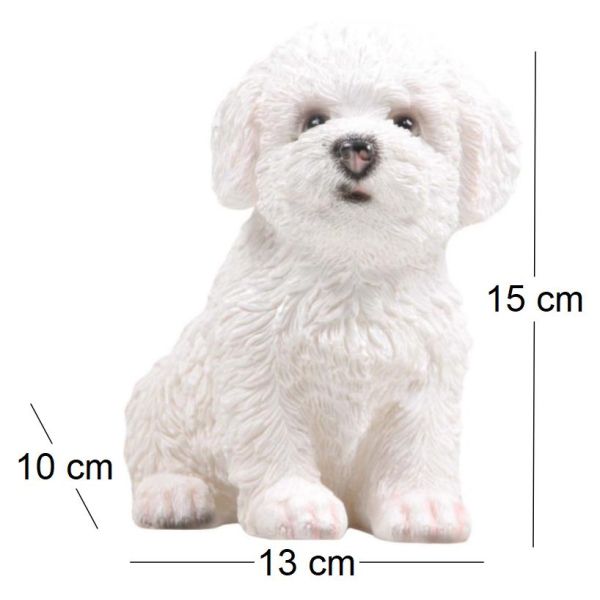 Chiot en résine Bichon frisé 13x10x15 cm - 8,62