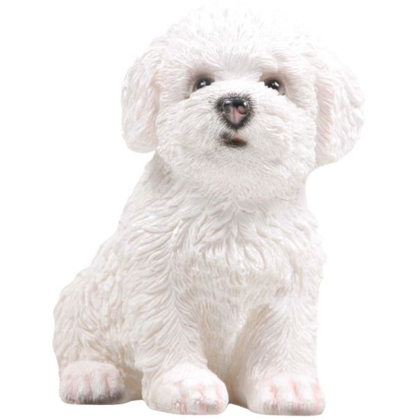 Chiot en résine Bichon frisé 13x10x15 cm
