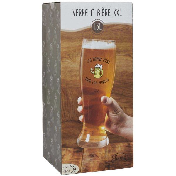 Chope à bière XXL en verre Humour - LAC-0341