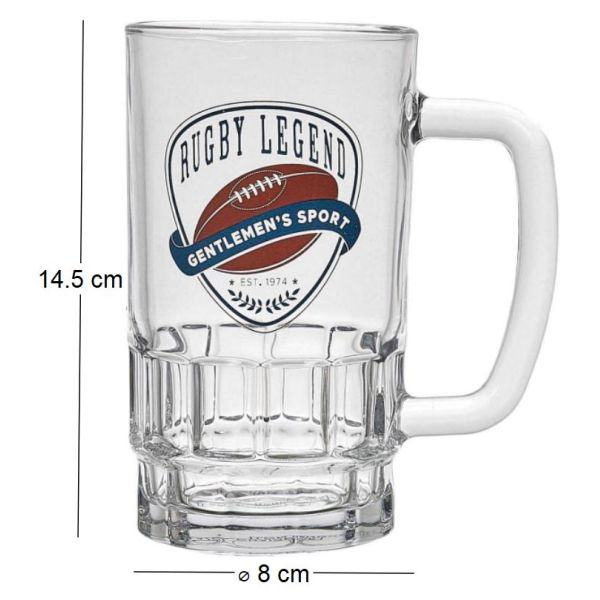 Chope à bière en verre Rugby - 9