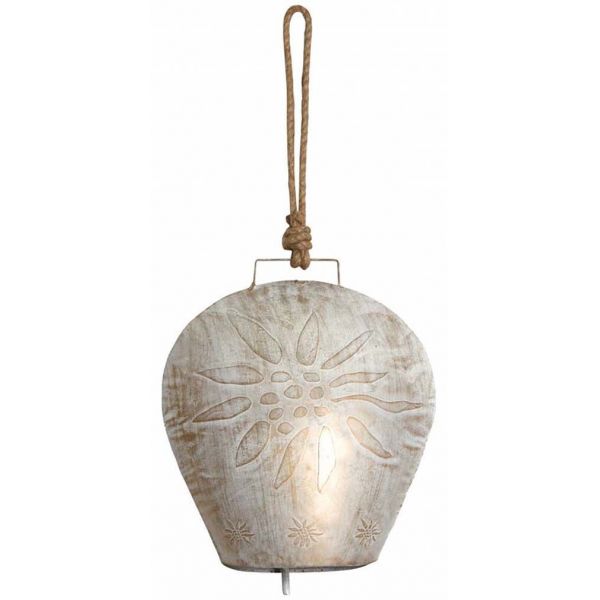 Cloche Edelweiss en métal blanchi