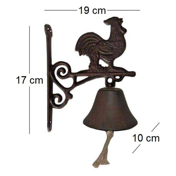 Cloche carillon fonte Coq 19 x 10 x 17 cm - LEG-0350