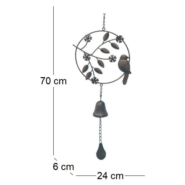 Cloche de jardin avec oiseau 24x6x70cm - LEG-0262