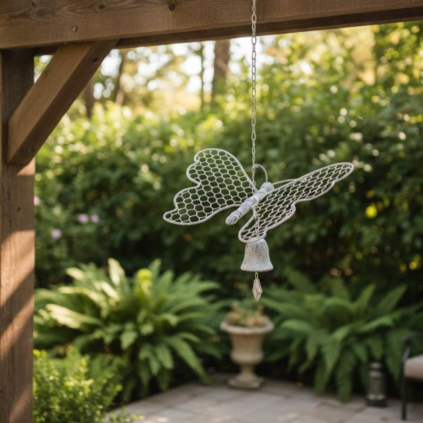 Cloche de jardin papillon blanc patiné - LA GRANDE PRAIRIE