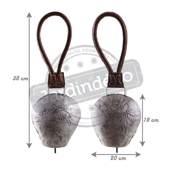 Cloche en métal vieilli et cuir (Lot de 2) - AUBRY GASPARD